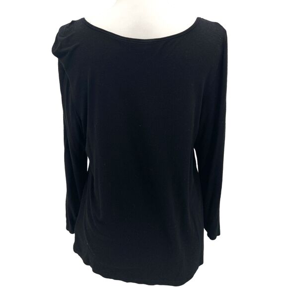 EILEEN FISHER Black Long Sleeve Scoop Top Medium Petite Basic‎ Capsule Layer - Picture 3 of 5